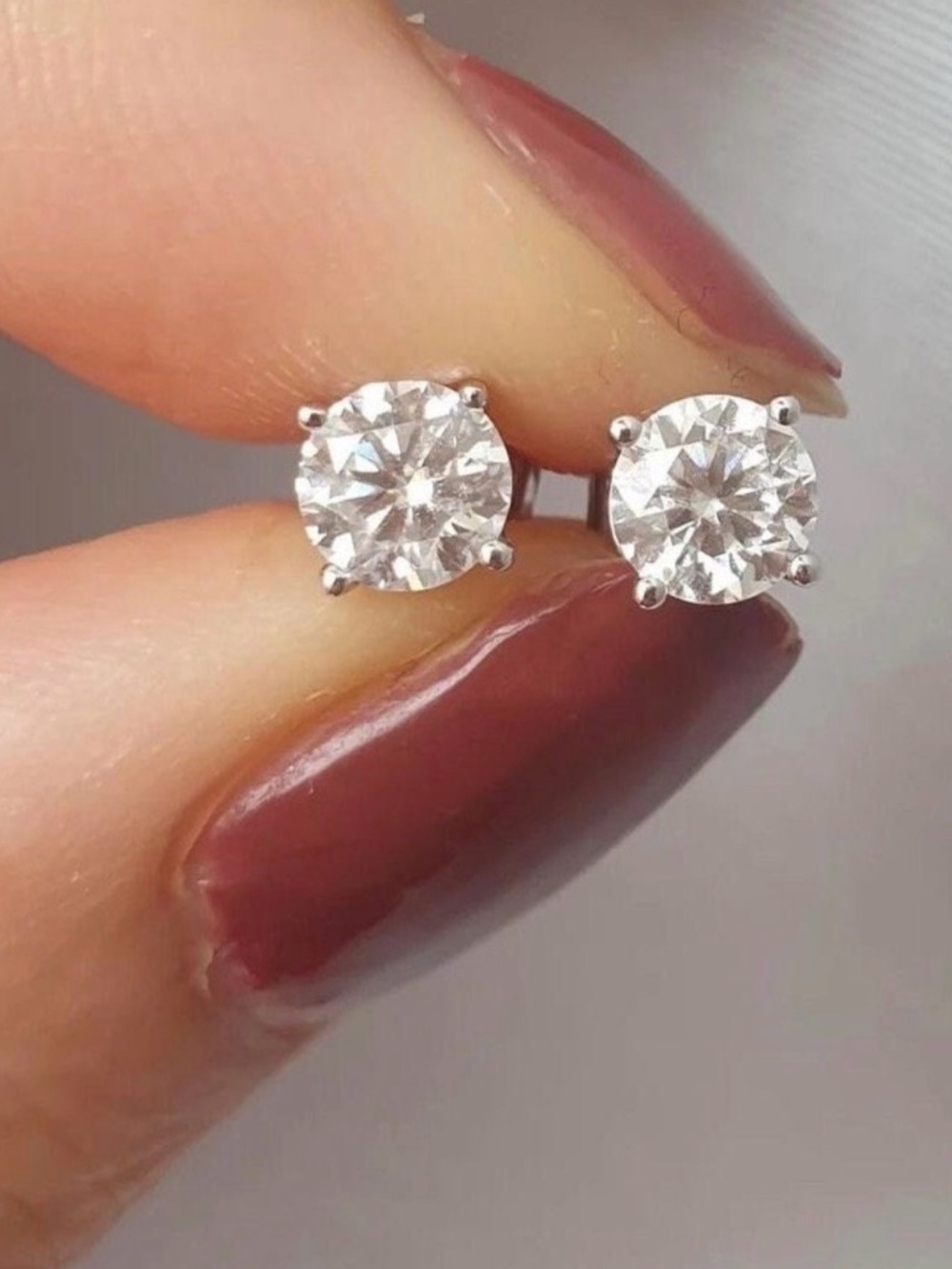 Brilliant White CZ Silver-Color Stud Earrings